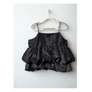 A New Day Black Satin Ruffle Bubble Hem Cami Top Size XL